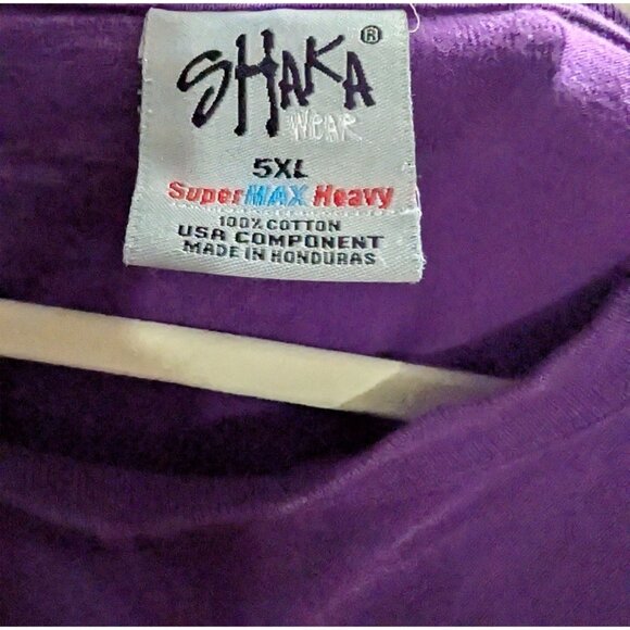 Shaka Wear Big Mens T Shirt Plus Size 5XL Super Max Heavyweight Purple Cotton - Picture 3 of 4